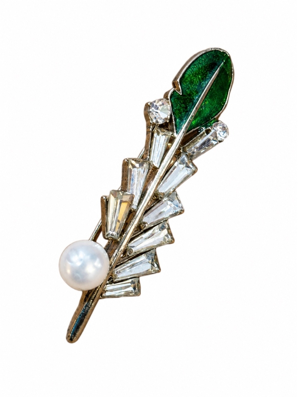 Vintage Leaf & Pearl Brooch